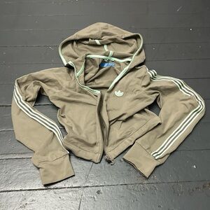 cropped mint green adidas jacket with hoodie (rare)